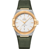 星座<span class="nowrap">系列</span> 39毫米, 精钢-黄色18 k金表壳 搭配 皮表带 - 13123392002002