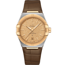 星座<span class="nowrap">系列</span> 39毫米, 精钢-黄色18 k金表壳 搭配 皮表带 - 13123392008001