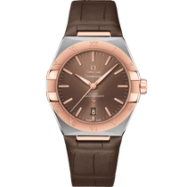 星座<span class="nowrap">系列</span> 39毫米, 精钢-Sedna™ 18k金表壳 搭配 皮表带 - 13123392013001