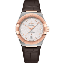 星座<span class="nowrap">系列</span> 39毫米, 精钢-Sedna™ 18k金表壳 搭配 皮表带 - 13123392052001