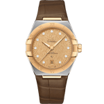 星座<span class="nowrap">系列</span> 39毫米, 精钢-黄色18 k金表壳 搭配 皮表带 - 13123392058001