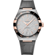 星座<span class="nowrap">系列</span> 41毫米, 精钢-Sedna™ 18k金表壳 搭配 皮表带 - 13123412106001