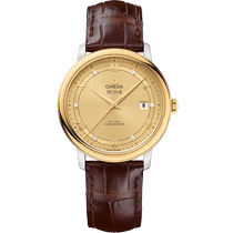 碟飞<span class="nowrap">系列</span> 39.5毫米, 精钢-黄色18 k金表壳 搭配 皮表带 - 42423402058001