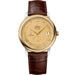 碟飞<span class="nowrap">系列</span> 39.5毫米, 精钢-黄色18 k金表壳 搭配 皮表带 - 42423402108001