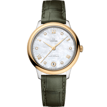 碟飞<span class="nowrap">系列</span> 34毫米, 精钢-黄色18 k金表壳 搭配 皮表带 - 43423342055002