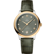 碟飞<span class="nowrap">系列</span> 34毫米, 精钢-黄色18 k金表壳 搭配 皮表带 - 43423342060001