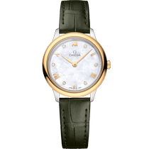 碟飞<span class="nowrap">系列</span> 27.5毫米, 精钢-黄色18 k金表壳 搭配 皮表带 - 43423286055001