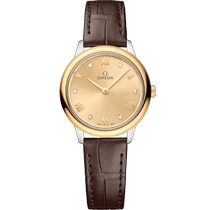 碟飞系列 典雅<span class="nowrap">腕表</span> 27.5毫米, 精钢-黄色18 k金表壳 搭配 皮表带 - 43423286058001