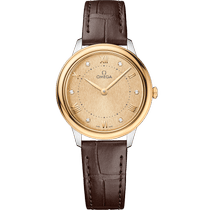 碟飞<span class="nowrap">系列</span> 30毫米, 精钢-黄色18 k金表壳 搭配 皮表带 - 43423306058001