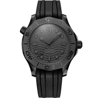 海马系列 300米潜<span class="nowrap">水表</span> 43.5毫米, 黑色陶瓷表壳 搭配 橡胶表带 - 21092442001003