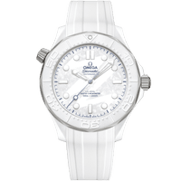 海马系列 300米潜<span class="nowrap">水表</span> 43.5毫米, 白色陶瓷-钛金属表壳 搭配 橡胶表带 - 52292442004001