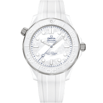 海马系列 300米潜<span class="nowrap">水表</span> 43.5毫米, 白色陶瓷表壳-钛金属表壳 搭配 橡胶表带 - 52292442004001