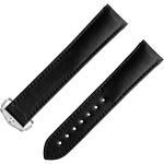 两件式<span class="nowrap">表带</span> - 黑色素革表带，搭配折叠表扣 - 032Z017133W